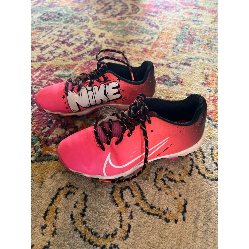Nike Girls Softball Cleats Pink Black Size 4Y Nike Diamond